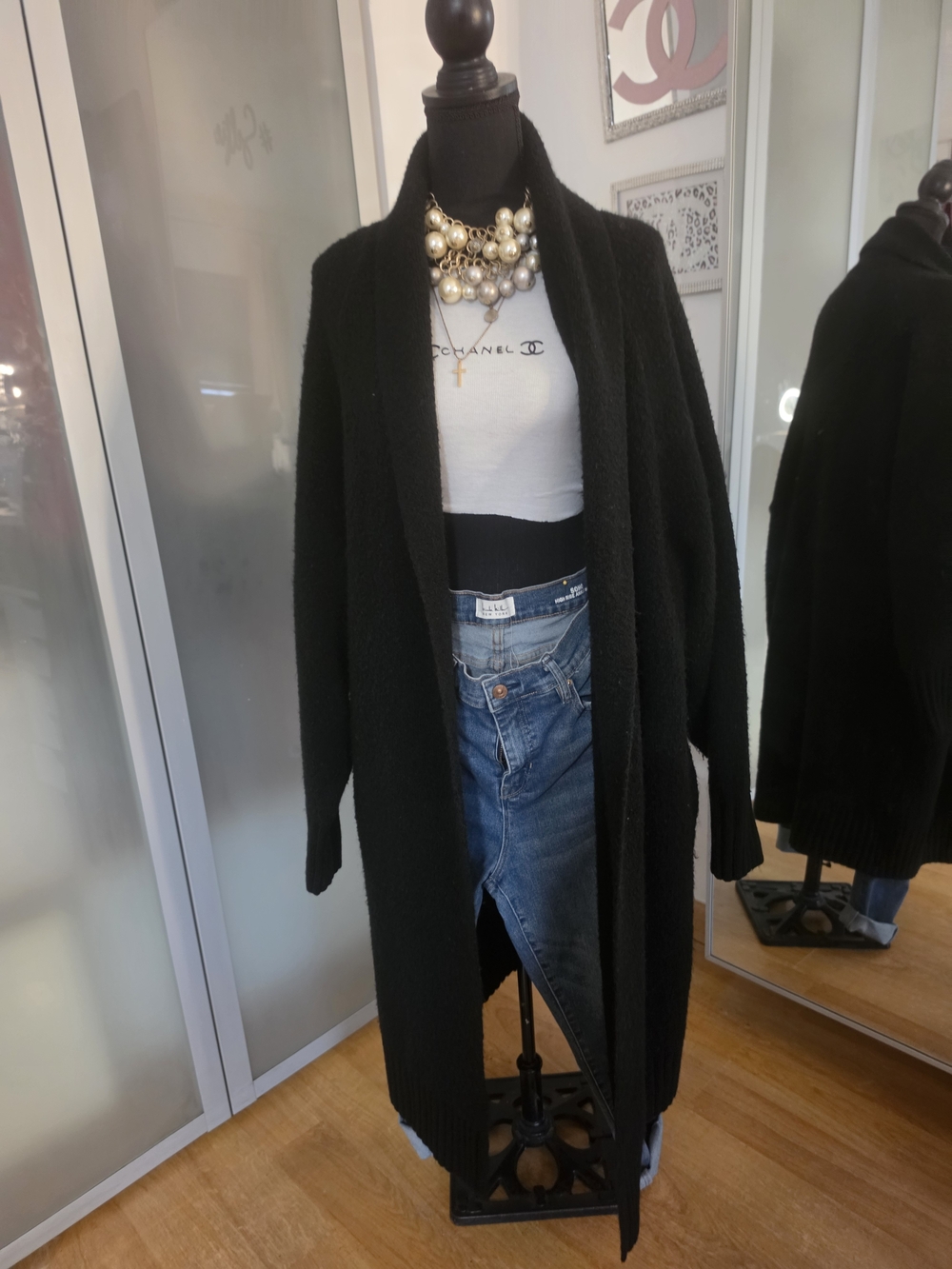 a new day Black Longline Open-Front Women's Cardigan